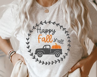 Höst Yall-tröja, höstvibbar, höst-t-shirt, hösttröja för kvinnor, hösttröjor, pumpa-lastbilströja, hösttröja, hösttröja, pumpa-tröja