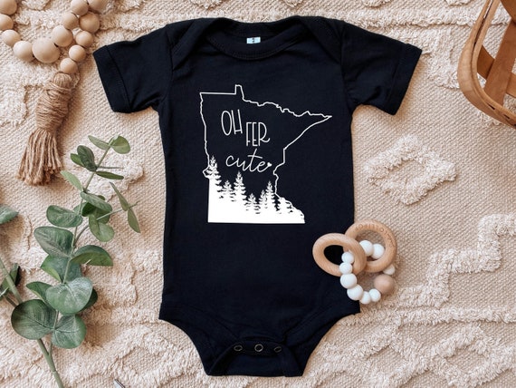 Oh Fer Cute Baby Short Sleeve One Piece, Minnesota Baby Bodysuit - New Mom Gift - Baby Shower Gift - Oh For Cute, Midwest, Mom to Be Gift