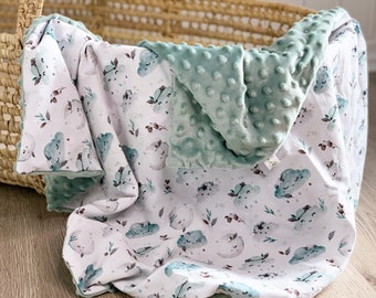 Babydecke Kuscheldecke Wolkenhimmel Dusty mint