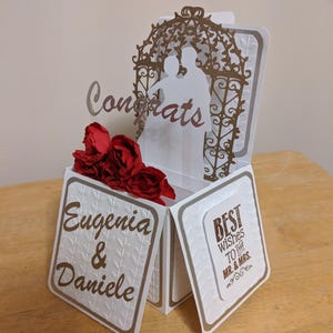 Personalized 3D Pop-up Wedding Celebration card | Wedding Card with Money Pocket | Customize name