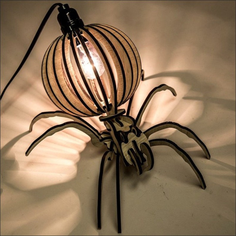 Wood Spider lamp for 4 mm without instruction DXF file for Etsy