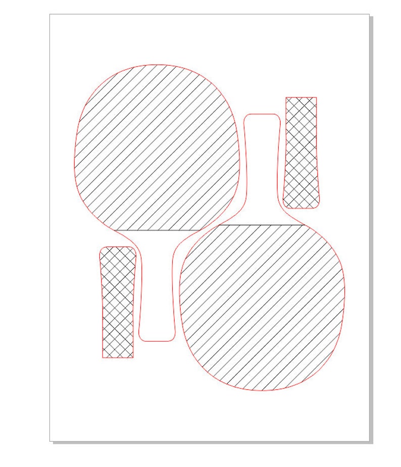 Ping Pong Paddle Laser Cut Template DXF file for Laser Cut and Etsy