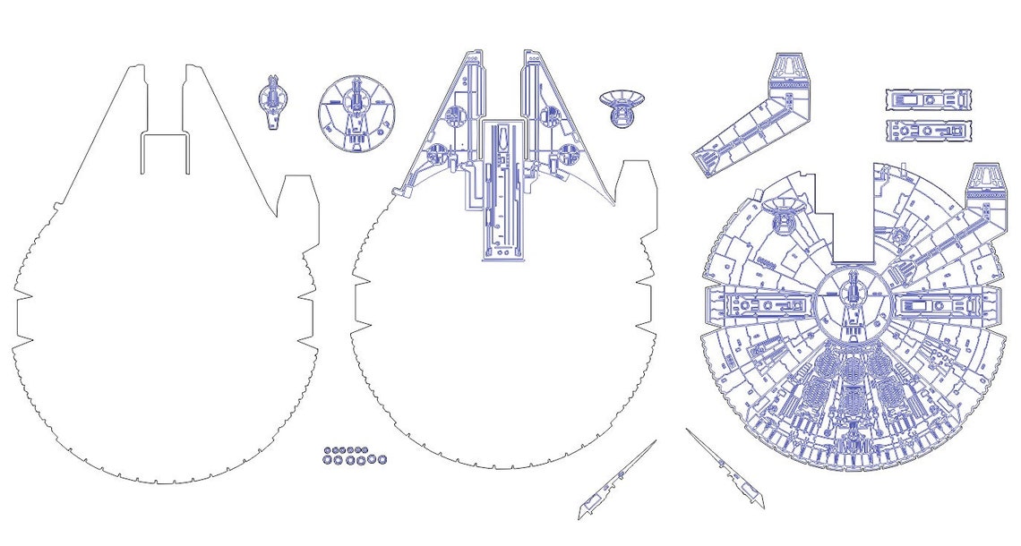 Wall Millennium Falcon panno DXF file for Laser Cut and CNC Etsy