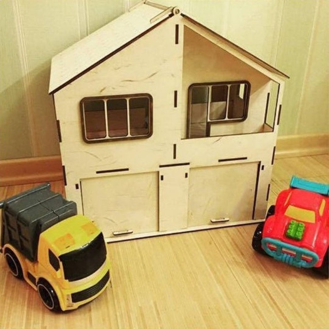 Wooden Dollhouse with Garage for 4 mm wood DXF file for Laser Etsy