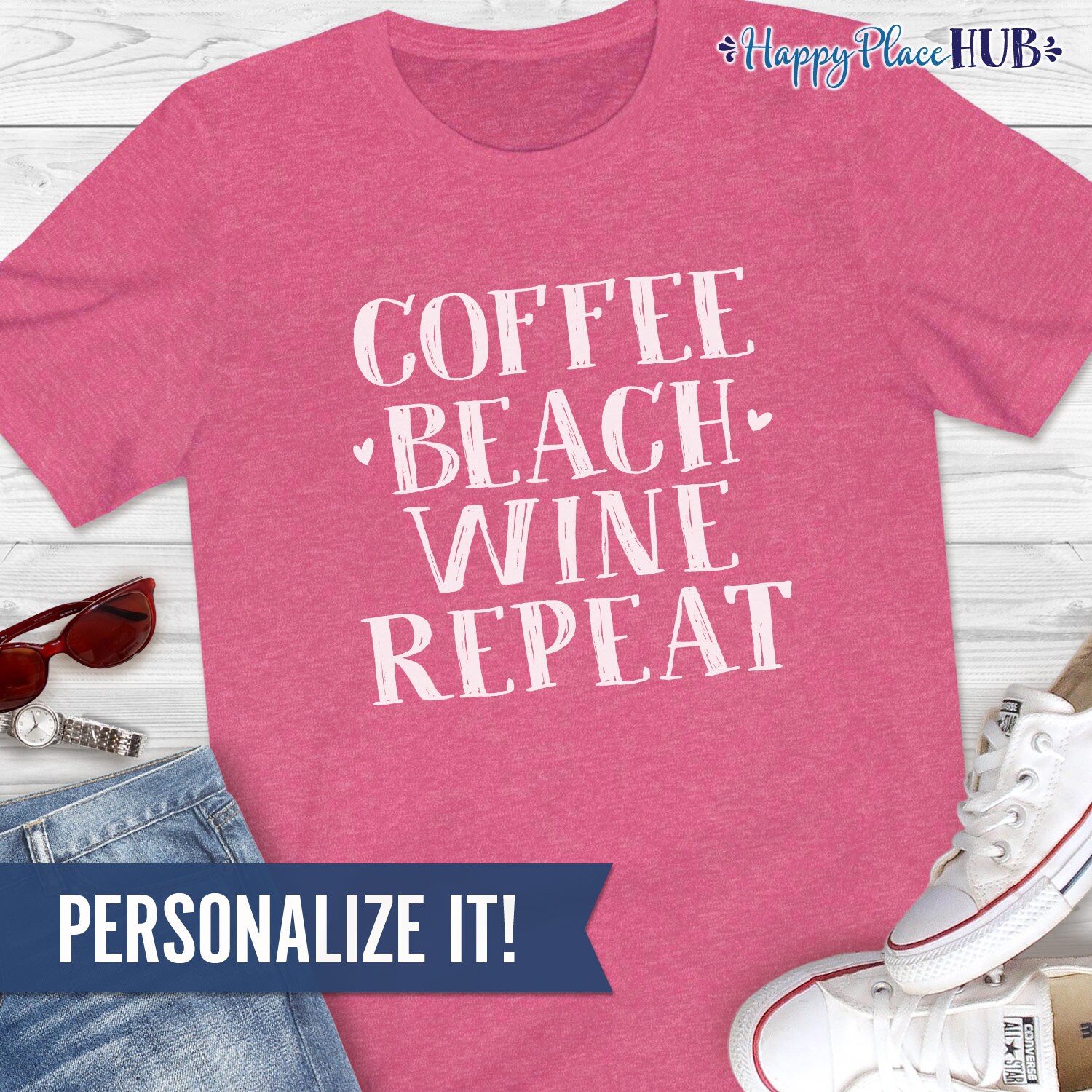 Coffee Beach Wine Repeat Shirt Funny Beach Shirts for Women Etsy