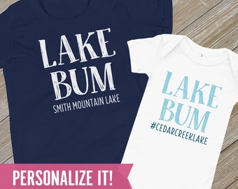 Lake Bum Custom Shirt for Baby Toddler Youth, Personalized Lake Shirt for Kids, Funny Family Vacation TShirts, Infant Boy Girl Bodysuit