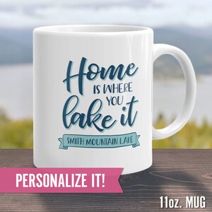 Personalized Lake Life Mug, Funny Lakehouse Gift Idea, House Decor, Vacation Cabin Tea Cup Quote, Men or Women Retiree Present
