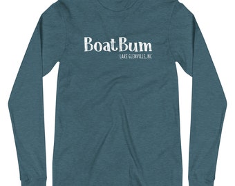 Boat Bum Long Sleeve T-shirt, Custom Lake Life Shirt for Women & Men, Personalized Pontoon Boat Gifts, Funny Boating Shirt, Lake Shirt