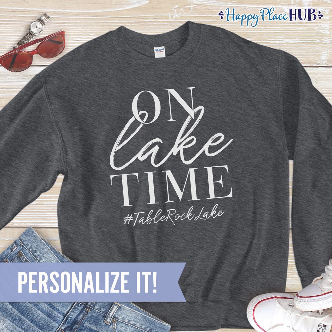 On Lake Time Crewneck Lake Sweatshirt Lake House Gift Idea Boat Shirt