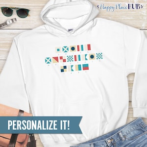 Custom Nautical Flag Hoodie, Lake Life Sweatshirt, Personalized Sailing Captain Gift, Men Women Kids Unisex Hooded Shirt, Sail Boat Sweater