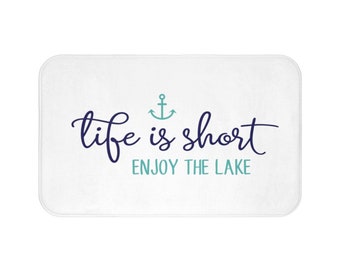 Lake House Decor, Lake Home Bath Mat, Bath Mats and Rugs, Lake Life Bathroom Signs, Nautical Home Accessories, Lake Bathroom Rug, Lake Home
