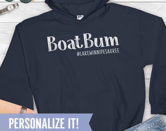 Boat Bum Hoodie, Custom Lake Life Sweatshirt for Women & Men, Personalized Pontoon Boat Gifts, Funny Boating Shirt, Lake Shirt, Boating Tee