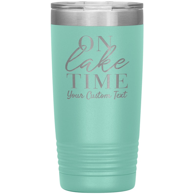 Custom Name 20 oz Tumbler, On Lake Time, Personalized Mug, Gift for Mom, Women, Couple, Lake House Host Gift, Boat Captain Thermal Cup 20oz image 9