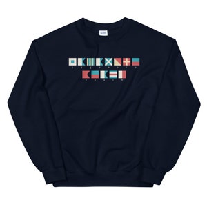 Maritime Flaggen See Sweatshirt, Boot Geschenke, Segelshirt, Personalisiertes Booting Geschenk Navy