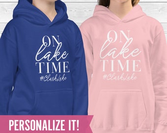 Personalized Kids Lake Hoodie, Custom Lake Life Sweatshirt for Children, Youth On Lake Time Shirt, Family Vacation Gift for Boys & Girls