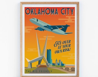 Oklahoma City Vintage Travel Poster