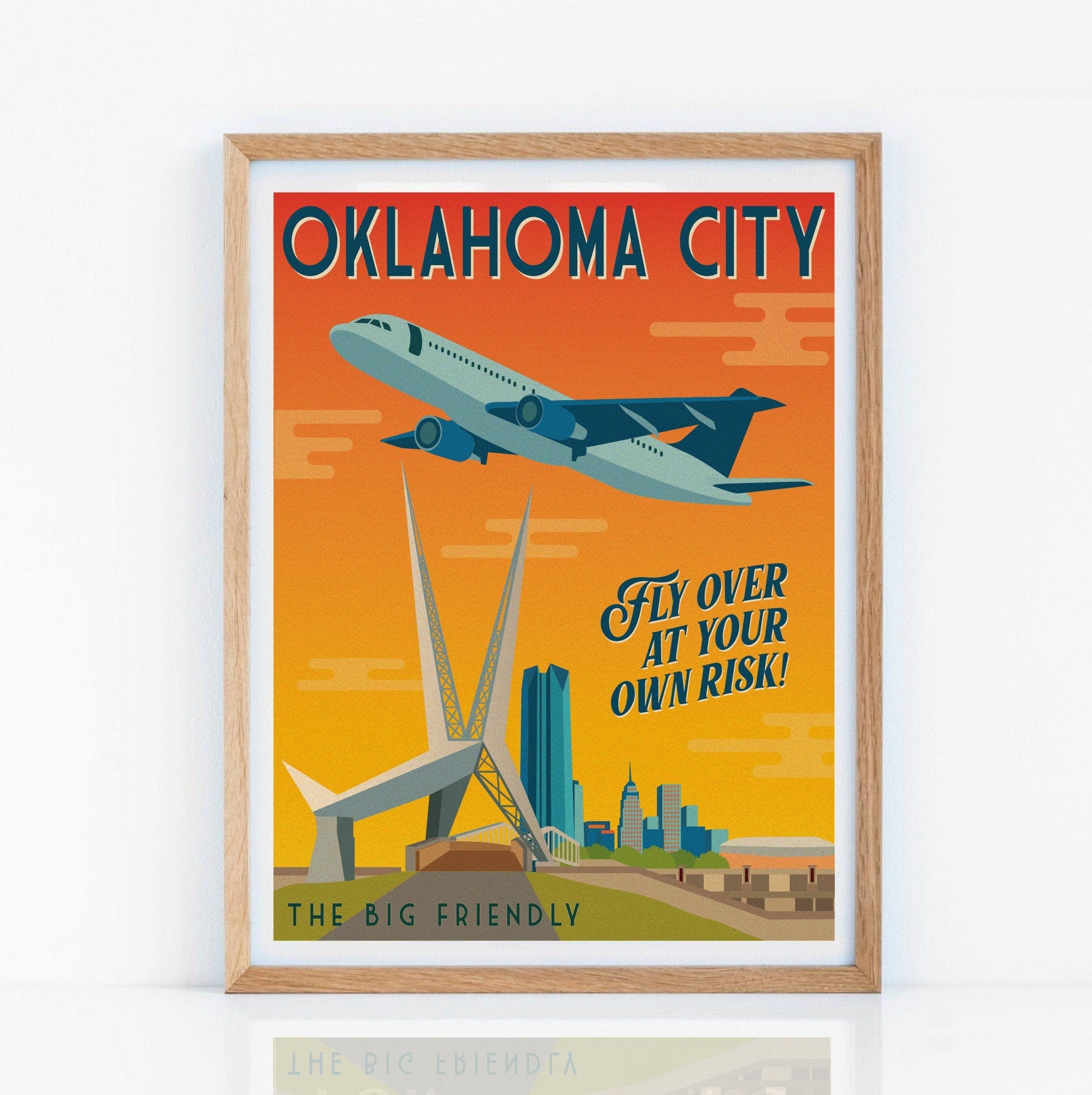 Oklahoma City Vintage Travel Poster Etsy
