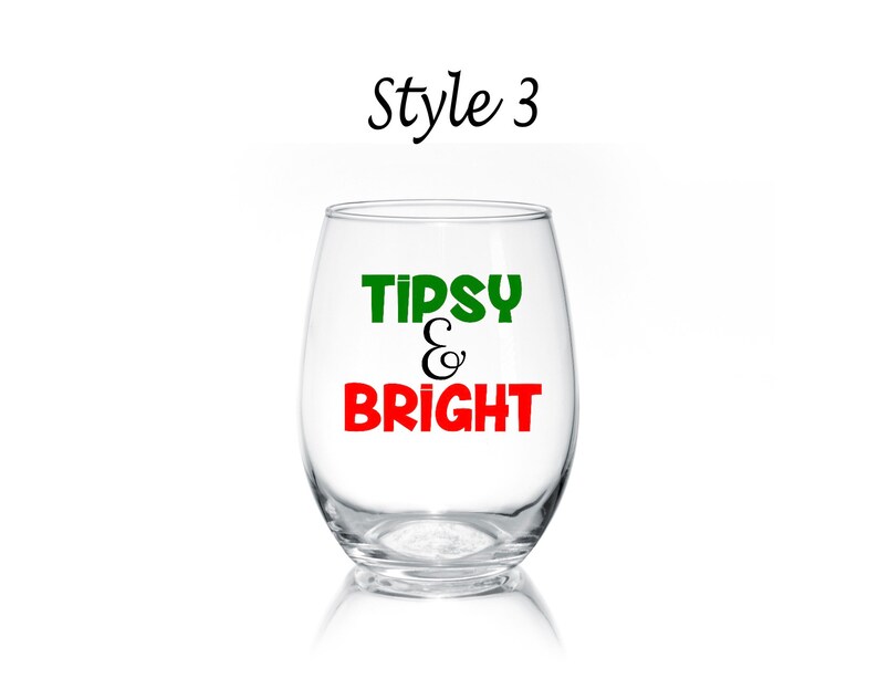 Christmas Stemless Wine Glasses/holiday Stemless Wine Etsy