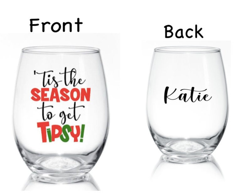 Christmas Stemless Wine Glasses/holiday Stemless Wine Etsy