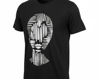 T-shirt graphique métallisé argenté Women Face, t-shirt en coton doux