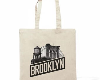 Sac fourre-tout en toile de coton Brooklyn Bridge, sac shopping d'art urbain, style urbain