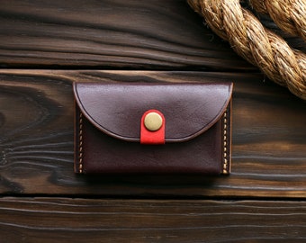 Leather business card holder, leather hand stitched card wallet, business card organizer