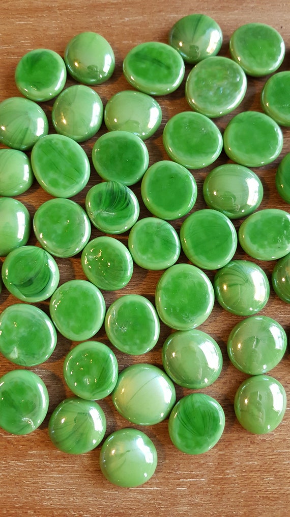 50 Green Glass Pebbles Gloss Bulk Mosaic Tiles Pearl Gems Etsy