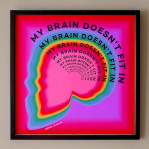 Colorful Brain Art Print – Mental Health Awareness Typography