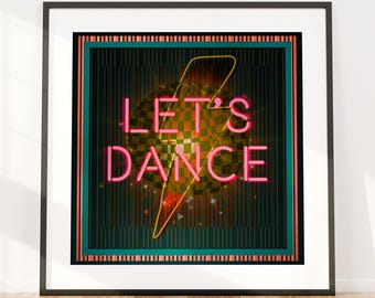 David Bowie 'Let's Dance' Art Print - Retro Disco Decor
