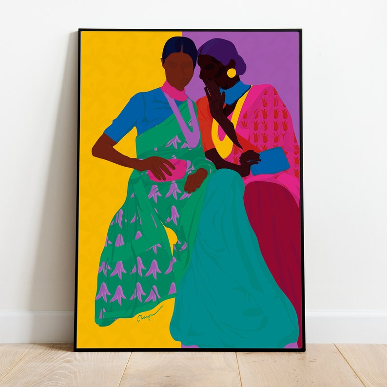 Indian Pop Art Print – Kitty Party, Desi Friendship Decor image 1