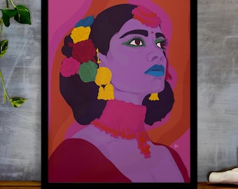 Impresión de arte pop indio de edición limitada, clásica moderna