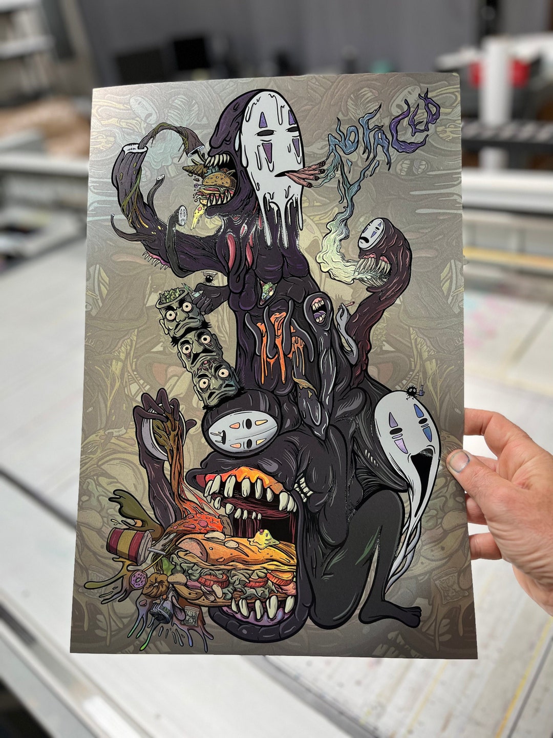 Studio Ghibli Trippy No Face Rainbow Foil Poster - Etsy UK