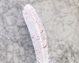 Hand-Painted Goose Quill Pen with Copper Nib | Calligraphy Dip Pen