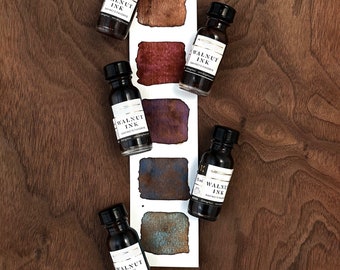 Walnut shimmer Set of 6 Calligraphy Inks | Calligraphy Kit | Handmade Calligraphy Ink | Modern Calligraphy Ink | Copperplate Calligraphy Ink