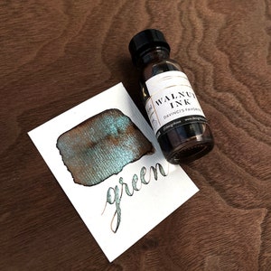 Walnut shimmer Green Calligraphy Ink | Calligraphy Kit | Handmade Calligraphy Ink | Modern Calligraphy Ink | Copperplate Calligraphy Ink