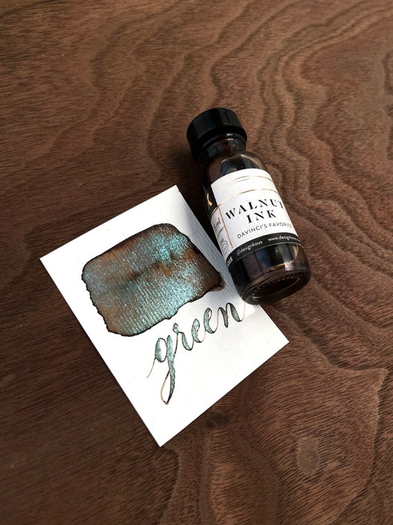 Handmade Walnut Shimmer Green Calligraphy Ink | Copperplate Ink