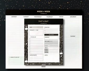 Week & Day Planner Set with Gold Foil