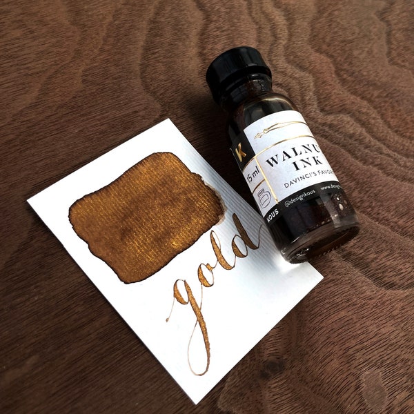 Walnut shimmer Gold Calligraphy Ink | Calligraphy Kit | Handmade Calligraphy Ink | Modern Calligraphy Ink | Copperplate Calligraphy Ink