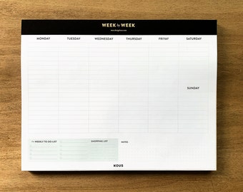 Gold Foil Week Planner, 100 Pages (11in x 8.5in)