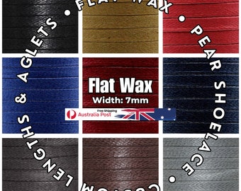 Flat Premium Cotton Wax Shoelaces Thin Dress Waxed Laces 7mm For Dress Shoes AUS