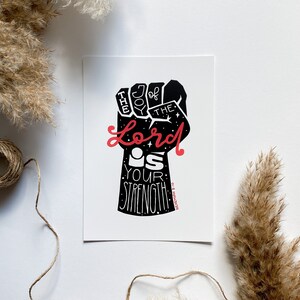 Christliche Postkarte A5 | Nehemiah 8,10 | Kunstdruck