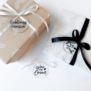 3er Set Geschenkanhänger aus Acrylglas | 5 cm Durchmesser | drei verschiedenen Motive