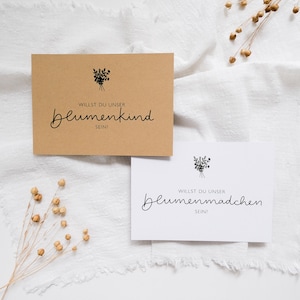 Blumenkind Postkarte DIN A6 | Blumenkind | Ringträger | Ringträgerin | Weißes Papier oder Kraftpapier | ohne Umschlag