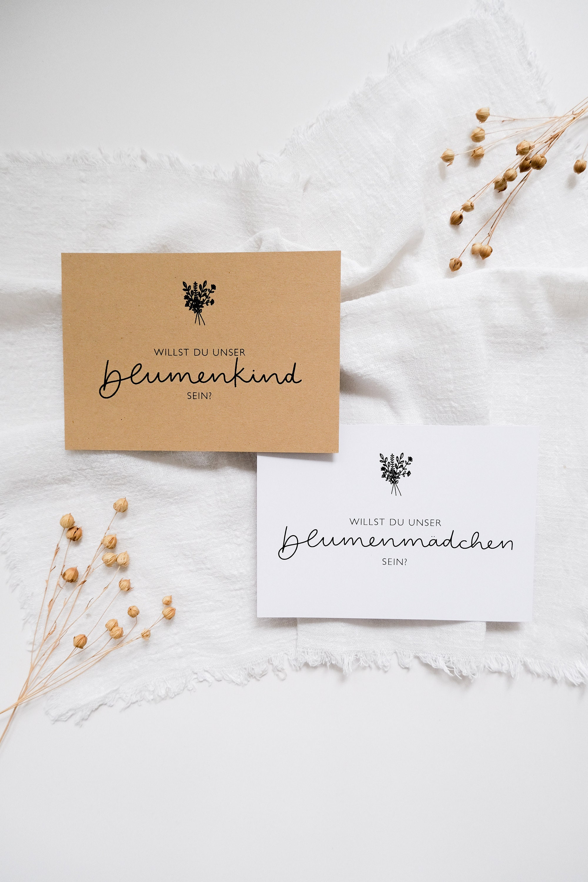 Blumenmädchen-Karte Von Twizler – Hochzeitskarte Mit Glitzerdetails – Blanko Innen