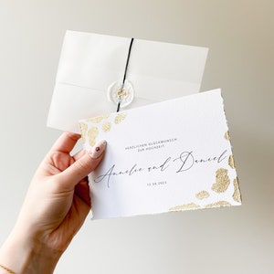 Glückwunschkarte zur Hochzeit mit transparentem Umschlag, Band + Wachssiegel