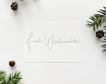 minimalistische Postkarte zu Weihnachten | DIN A6 | Frohe Weihnachten | Handlettering