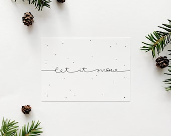 minimalistische Postkarte zu Weihnachten | DIN A6 | let it snow | Handlettering