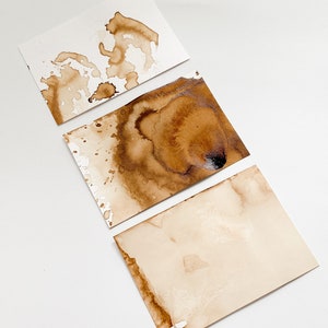 Postkarte mit Kaffeeverläufen | 3er Set | Einzelstücke | DIN A6 | Kaffeefreunde | handgemacht