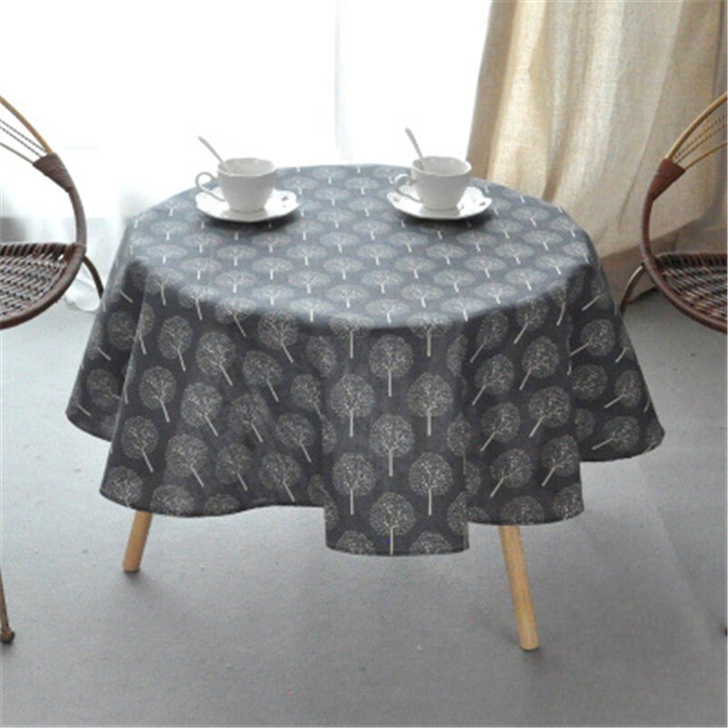 Modern Gray 150CM Round Table Cover Cotton Linen Tablecloths Etsy