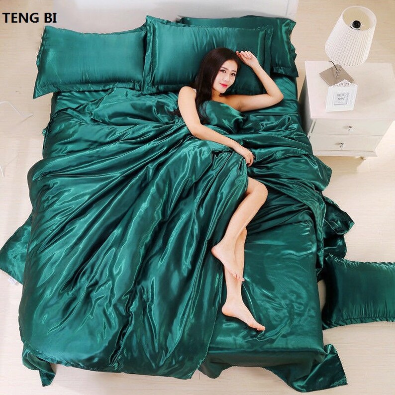 Pure Satin Silk Bedding Sethome Textile King Size Bed Etsy